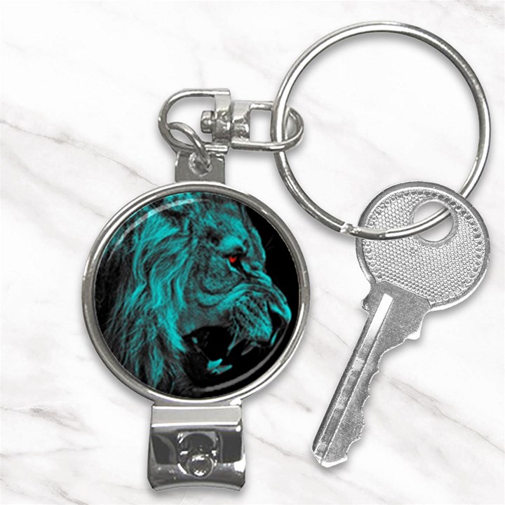 Angry Male Lion Predator Carnivore Nail Clippers Key Chain