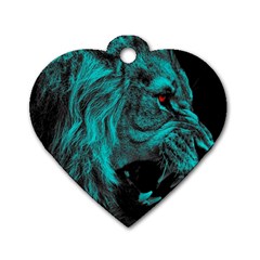 Angry Male Lion Predator Carnivore Dog Tag Heart (one Side) by Mog4mog4