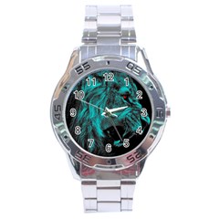 Angry Male Lion Predator Carnivore Stainless Steel Analogue Watch by Mog4mog4