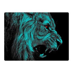 Angry Male Lion Predator Carnivore Two Sides Premium Plush Fleece Blanket (mini) by Mog4mog4