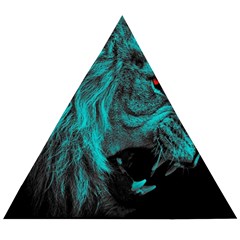 Angry Male Lion Predator Carnivore Wooden Puzzle Triangle by Mog4mog4