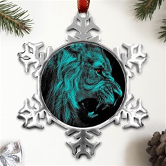 Angry Male Lion Predator Carnivore Metal Small Snowflake Ornament by Mog4mog4