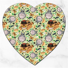 My Neighbor Totoro Pattern Jigsaw Puzzle (heart)