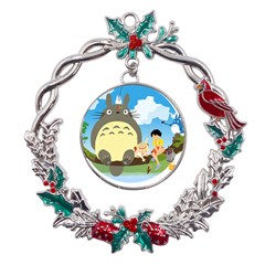 My Neighbor Totoro Totoro Metal X mas Wreath Holly Leaf Ornament by Mog4mog4