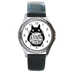 My Neighbor Totoro Black And White Round Metal Watch by Mog4mog4