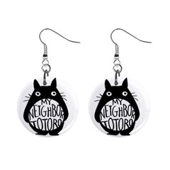 My Neighbor Totoro Black And White Mini Button Earrings by Mog4mog4