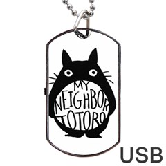 My Neighbor Totoro Black And White Dog Tag Usb Flash (one Side) by Mog4mog4