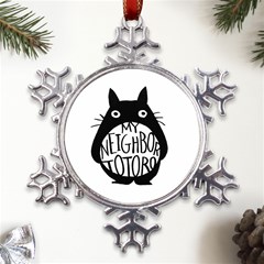 My Neighbor Totoro Black And White Metal Large Snowflake Ornament by Mog4mog4