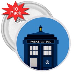 Doctor Who Tardis 3  Buttons (10 Pack) 