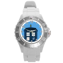 Doctor Who Tardis Round Plastic Sport Watch (l) by Mog4mog4