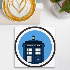 Doctor Who Tardis Uv Print Square Tile Coaster  by Mog4mog4