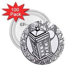 Bad Wolf Tardis Art Drawing Doctor Who 2 25  Buttons (100 Pack)  by Mog4mog4