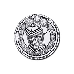 Bad Wolf Tardis Art Drawing Doctor Who Rubber Round Coaster (4 Pack) by Mog4mog4