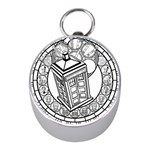 Bad Wolf Tardis Art Drawing Doctor Who Mini Silver Compasses Front