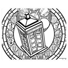 Bad Wolf Tardis Art Drawing Doctor Who Two Sides Premium Plush Fleece Blanket (medium) by Mog4mog4