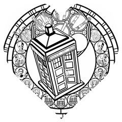 Bad Wolf Tardis Art Drawing Doctor Who Wooden Puzzle Heart by Mog4mog4