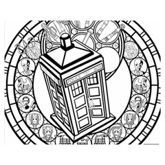 Bad Wolf Tardis Art Drawing Doctor Who Premium Plush Fleece Blanket (medium) by Mog4mog4