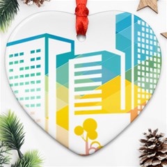 Silhouette Cityscape Building Icon Color City Ornament (heart) by Mog4mog4