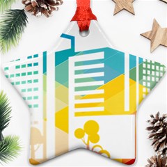 Silhouette Cityscape Building Icon Color City Ornament (star) by Mog4mog4