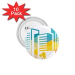 Silhouette Cityscape Building Icon Color City 1.75  Buttons (10 pack) Front