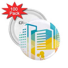 Silhouette Cityscape Building Icon Color City 2 25  Buttons (100 Pack)  by Mog4mog4