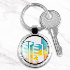 Silhouette Cityscape Building Icon Color City Key Chain (round) by Mog4mog4