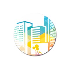 Silhouette Cityscape Building Icon Color City Magnet 3  (round) by Mog4mog4