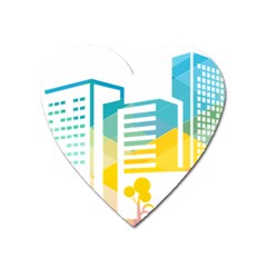 Silhouette Cityscape Building Icon Color City Heart Magnet by Mog4mog4