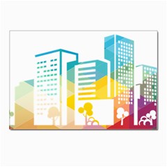 Silhouette Cityscape Building Icon Color City Postcards 5  X 7  (pkg Of 10) by Mog4mog4