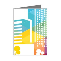 Silhouette Cityscape Building Icon Color City Mini Greeting Card by Mog4mog4