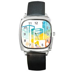 Silhouette Cityscape Building Icon Color City Square Metal Watch by Mog4mog4