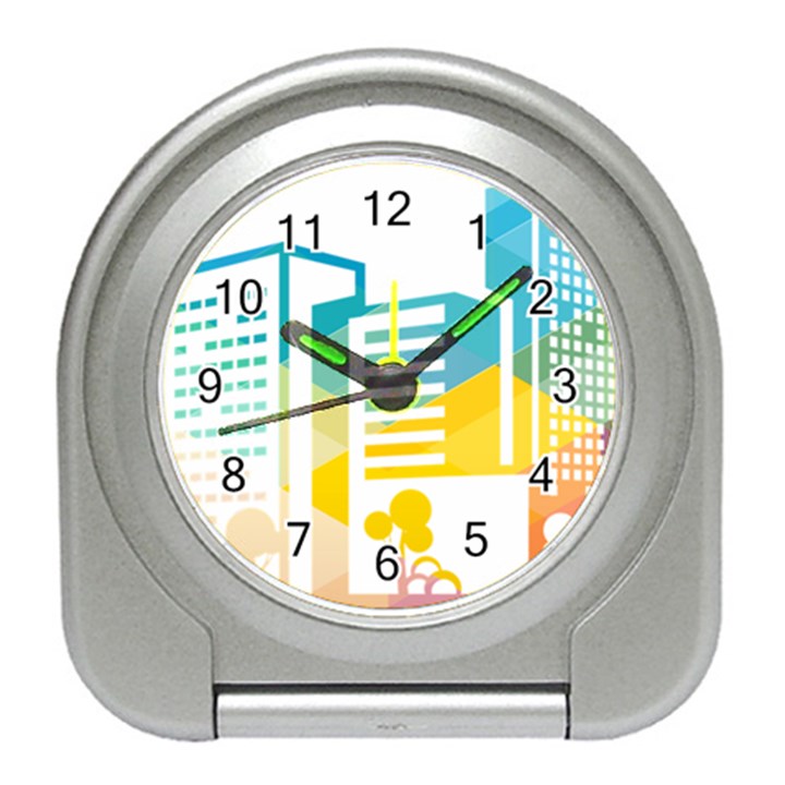 Silhouette Cityscape Building Icon Color City Travel Alarm Clock