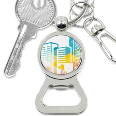 Silhouette Cityscape Building Icon Color City Bottle Opener Key Chain by Mog4mog4