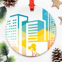 Silhouette Cityscape Building Icon Color City Round Ornament (two Sides) by Mog4mog4