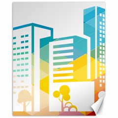 Silhouette Cityscape Building Icon Color City Canvas 11  X 14  by Mog4mog4