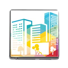 Silhouette Cityscape Building Icon Color City Memory Card Reader (square 5 Slot) by Mog4mog4