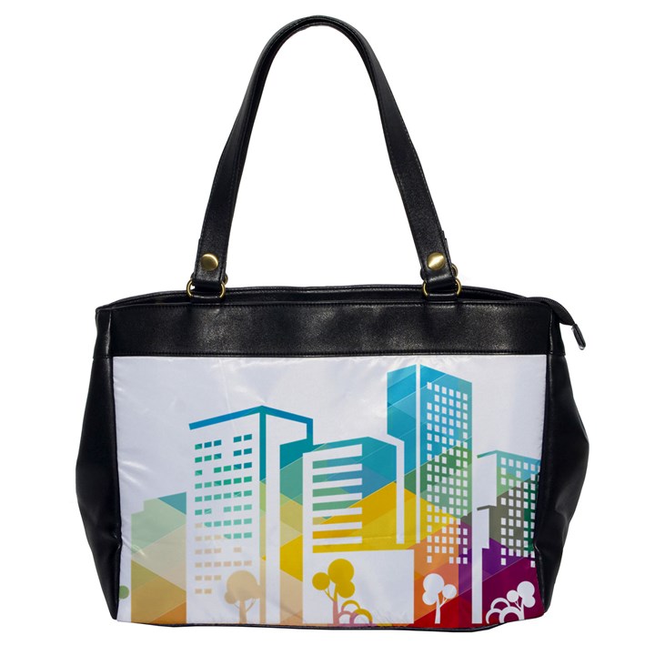 Silhouette Cityscape Building Icon Color City Oversize Office Handbag