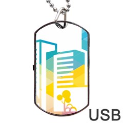 Silhouette Cityscape Building Icon Color City Dog Tag Usb Flash (two Sides) by Mog4mog4