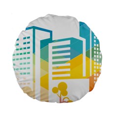 Silhouette Cityscape Building Icon Color City Standard 15  Premium Round Cushions by Mog4mog4