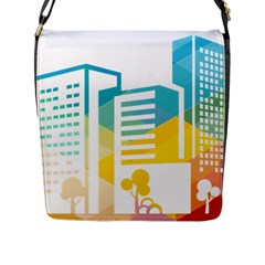 Silhouette Cityscape Building Icon Color City Flap Closure Messenger Bag (l) by Mog4mog4