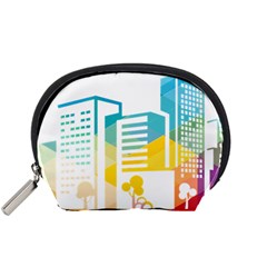 Silhouette Cityscape Building Icon Color City Accessory Pouch (small) by Mog4mog4