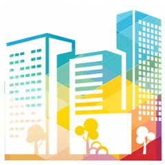 Silhouette Cityscape Building Icon Color City Wooden Puzzle Square by Mog4mog4