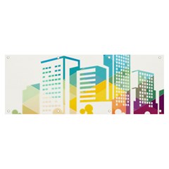 Silhouette Cityscape Building Icon Color City Banner And Sign 8  X 3  by Mog4mog4