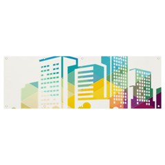 Silhouette Cityscape Building Icon Color City Banner And Sign 12  X 4  by Mog4mog4