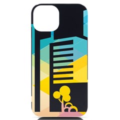 Silhouette Cityscape Building Icon Color City Iphone 14 Black Uv Print Case by Mog4mog4