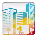 Silhouette Cityscape Building Icon Color City Square Glass Fridge Magnet (4 pack) Front