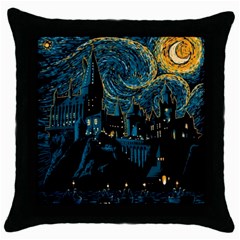 Hogwarts Castle Van Gogh Throw Pillow Case (black) by Mog4mog4