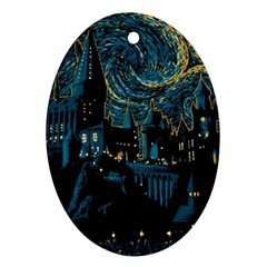 Hogwarts Castle Van Gogh Oval Ornament (two Sides) by Mog4mog4