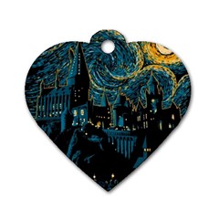 Hogwarts Castle Van Gogh Dog Tag Heart (one Side) by Mog4mog4