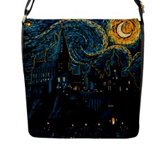 Hogwarts Castle Van Gogh Flap Closure Messenger Bag (l) by Mog4mog4